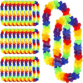 Set of 36 Hawaiian Leis Flower Lei Hawaiian Necklace Tropical Hawaii Luau Party Favors Decoration for Beach Birthday Graduation Kids Photo Prop, 41 Inches (Blue)