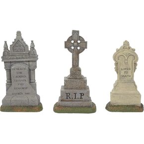 Department 56 Village Halloween Accessories Imposing Monuments Tombstones Figurine Set, 4.5 Inch, Multicolor