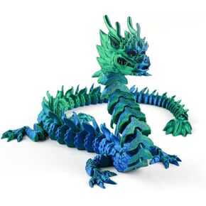 3D Printed Crystal Dragon Articulated Dragon, Articulated and Posable Toy for Car Decoration Home Office Decor Strikingly Realistic Dragon Crystal Figure Gifts (Dark Green)