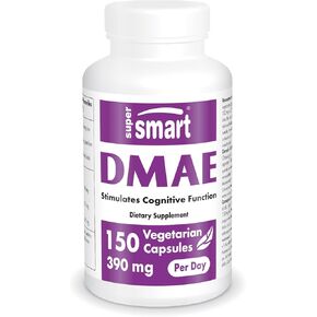 Supersmart - DMAE Supplement 390mg per Day (Dimethylaminoethanol) - from DMAE Bitartrate - Choline Production | Non-GMO & Gluten Free - 150 Vegetarian Capsules
