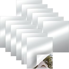 Biaungdo 2 Pcs Self Adhesive Acrylic Mirror Tiles,40 x 30cm/16" x 12" Frameless Mirror Tiles,Flexible Mirror Sheets Non-Glass Mirror Stickers Rectangular Small Mirror Plates Trays for Home Walls Decor