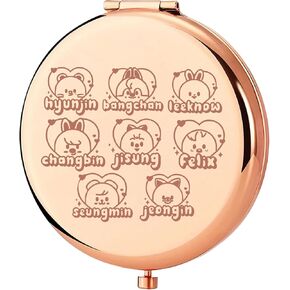 KEYCHIN SKZ K-Pop Pocket Mirror Korean Boy Band Fans Gifts K-Pop Group Members Compact Makeup Mirror (K-Pop Hyunjin)