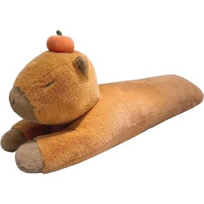 Hofun4U Capybara Plush Pillow, Capybara Stuffed Animal with Persimmon Plush, Capybara Plush Long Body Pillow (35 inch)