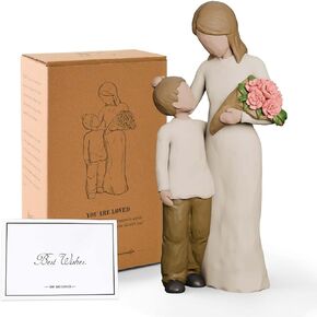 Mother and Son Figurines Statues, Sculpted Hand-Painted Mom and Child Statues Gifts for Mother’s Day Anniversary Birthday Home Decor