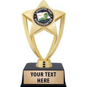 Crown Awards Kindergarten Graduation Trophies with Custom Engraving, 6" Personalized Kids Graduation Trophy On Black Base Prime