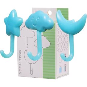 12 pcs Adhesive Hooks Utility Wall Key Hooks for Decorative Holder Rack Towels, Hats, Shower, Kitchen, Living Room, Office,Bar Cafe Decor -Glow in Dark Wall Hooks for Party Favors Gift (4, Blue) in Kuwait