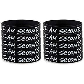 I Am Second 10-Pack Classic Adult Black Silicone Wristbands