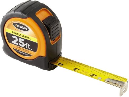 Keson PGPRO1812V Professional Series Tape Measure with Nylon Coated Steel Blade and High-Visibility Orange ABS Case (Graduations: ft., in, 1/8), 5/8-Inch by 12-Foot in Saudi Arabia
