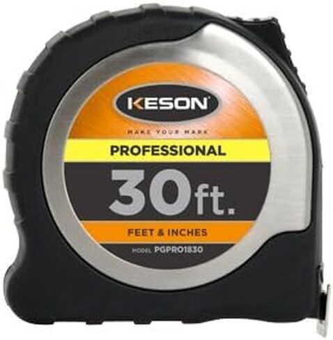 Keson PGPRO1812V Professional Series Tape Measure with Nylon Coated Steel Blade and High-Visibility Orange ABS Case (Graduations: ft., in, 1/8), 5/8-Inch by 12-Foot in Saudi Arabia