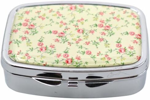 Metal Pill Case with Mirror 2 Compartment Small Pill Box for Purse or Pocket Cute Pill Organizer for Travel Gifts Pill Container Holder Flower Vine in Saudi Arabia