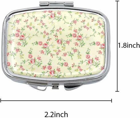 Metal Pill Case with Mirror 2 Compartment Small Pill Box for Purse or Pocket Cute Pill Organizer for Travel Gifts Pill Container Holder Flower Vine in Saudi Arabia