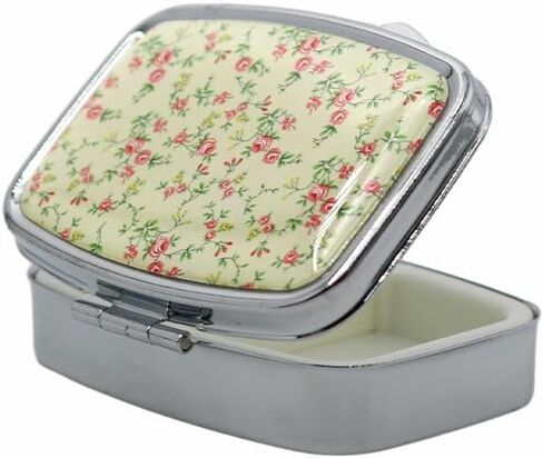 Metal Pill Case with Mirror 2 Compartment Small Pill Box for Purse or Pocket Cute Pill Organizer for Travel Gifts Pill Container Holder Flower Vine in Saudi Arabia
