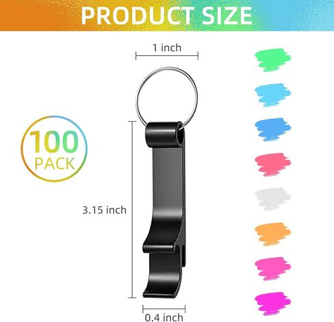 200 Pack Bottle Opener Keychain Bulk, Black Beer Bottle Openers Metal Keychain Bottle Opener, Beverage Bottle Opener Tiny Bottle Opener Keychain Bottle Opener Party Favor(Black, 200Pcs) in Saudi Arabia