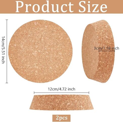 OLYCRAFT 2 Pcs Large Cork Stoppers Tapered Cork Plugs Wood Corks Lids Bottle Lids Cork Stoppers 4.7~5.5 inch Wine Bottle Stoppers Wood Jar Cork for Kitchen Wedding Favor Canning - 3cm Thick in Saudi Arabia