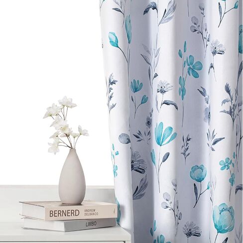 Blue Floral Curtains for Living Room 84 Inch Length, Blue Flower Curtains, Watercolor Curtains with Grommets, Blackout Curtains for Bedroom and Bathroom,Size 52x84 Inch,2 Panels,Blue & Gray in Saudi Arabia
