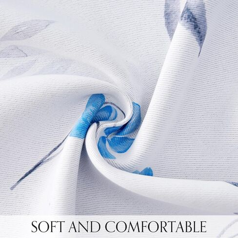 Blue Floral Curtains for Living Room 84 Inch Length, Blue Flower Curtains, Watercolor Curtains with Grommets, Blackout Curtains for Bedroom and Bathroom,Size 52x84 Inch,2 Panels,Blue & Gray in Saudi Arabia
