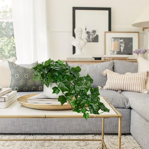 Briful Fake Hanging Plant Greenery Real Touch Sage Ivy Vine Hanging Bush Plants Artificial Potted Spring Floral Plants for Home Wedding Kitchen Tabletop Shelves Decoration in Saudi Arabia