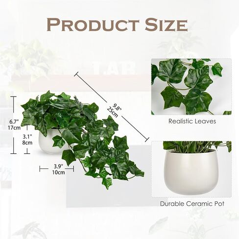 Briful Fake Hanging Plant Greenery Real Touch Sage Ivy Vine Hanging Bush Plants Artificial Potted Spring Floral Plants for Home Wedding Kitchen Tabletop Shelves Decoration in Saudi Arabia
