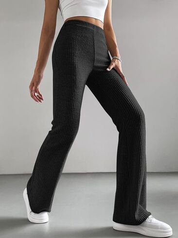 GORGLITTER Women's Bell Bottom Yoga Pants High Waisted Ribbed Knit Flare Pants in Saudi Arabia