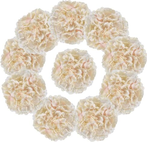 IPOPU 10pcs Hydrangea Artificial Flowers Ivory White Fake Hydrangea Silk Flowers Heads with Stems Faux Flowers Centerpiece Table Decorations for DIY Wedding Baby Shower Party Shop Home (Ivory) in Saudi Arabia