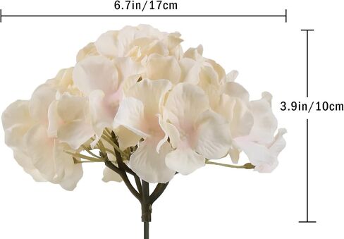 IPOPU 10pcs Hydrangea Artificial Flowers Ivory White Fake Hydrangea Silk Flowers Heads with Stems Faux Flowers Centerpiece Table Decorations for DIY Wedding Baby Shower Party Shop Home (Ivory) in Saudi Arabia