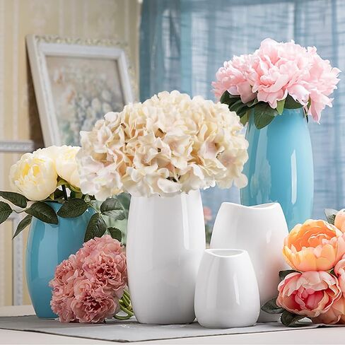 IPOPU 10pcs Hydrangea Artificial Flowers Ivory White Fake Hydrangea Silk Flowers Heads with Stems Faux Flowers Centerpiece Table Decorations for DIY Wedding Baby Shower Party Shop Home (Ivory) in Saudi Arabia