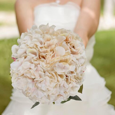 IPOPU 10pcs Hydrangea Artificial Flowers Ivory White Fake Hydrangea Silk Flowers Heads with Stems Faux Flowers Centerpiece Table Decorations for DIY Wedding Baby Shower Party Shop Home (Ivory) in Saudi Arabia