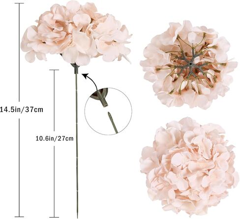 IPOPU 10pcs Hydrangea Artificial Flowers Ivory White Fake Hydrangea Silk Flowers Heads with Stems Faux Flowers Centerpiece Table Decorations for DIY Wedding Baby Shower Party Shop Home (Ivory) in Saudi Arabia