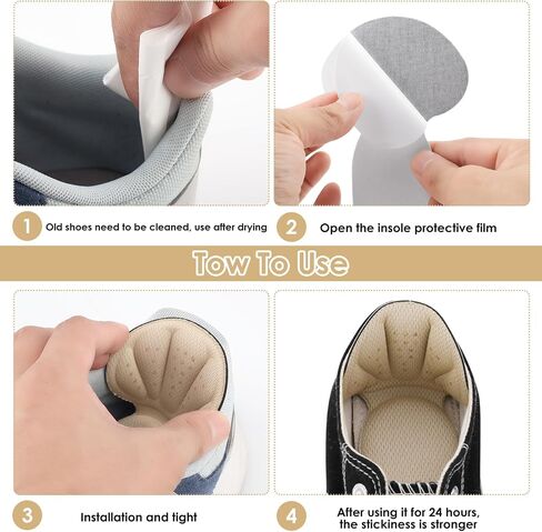 Sibba 2 in 1 Heel Grips Shoes Pads & Heel Patches, 2 Pairs Self-Adhesive Heel Cushion Inserts, Soft Mesh Heel Grips Pads, Thick Back Insoles & Anti Blister Shoe Liners Heel Protectors for Women & Men in Saudi Arabia