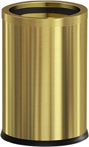 9L/2.4GAL metal bathroom trash can, open top garbage can,Stainless steel trash can without lid, small gold black wastebasket for bathroom, children's room,hotel, office (balck) in Kuwait