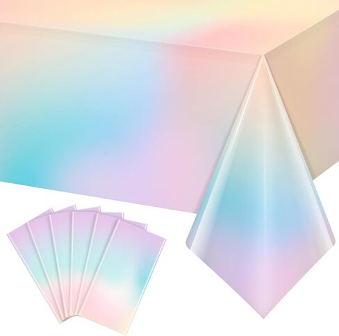 3Pcs Pastel Tablecloths,Plastic Rainbow Tablecloth Disposable Rectangle Pastel Table Covers for Baby Shower, Wedding, Birthday Party, Girl and Princess Party Decorations, 54 x 108 Inch in Kuwait