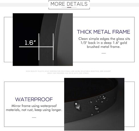 مرآة حائط Elevens - مرآة زخرفية مستديرة مثبتة على الحائط مقاس 32 بوصة - إطار معدني، مثالية للحمامات وغرف المعيشة - باللون الأسود in Kuwait