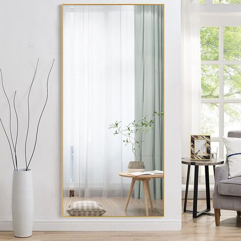 NeuType 71"x28" Long Mirror Mirrors for Wall Gym Mirrors for Home Gym Tall Mirror Large Mirror Full Length Gold Mirror Bathroom Wall Mirrors Rectangle Mirror Gold Full Length Mirror in Saudi Arabia