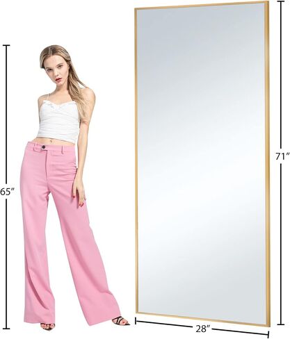 NeuType 71"x28" Long Mirror Mirrors for Wall Gym Mirrors for Home Gym Tall Mirror Large Mirror Full Length Gold Mirror Bathroom Wall Mirrors Rectangle Mirror Gold Full Length Mirror in Saudi Arabia