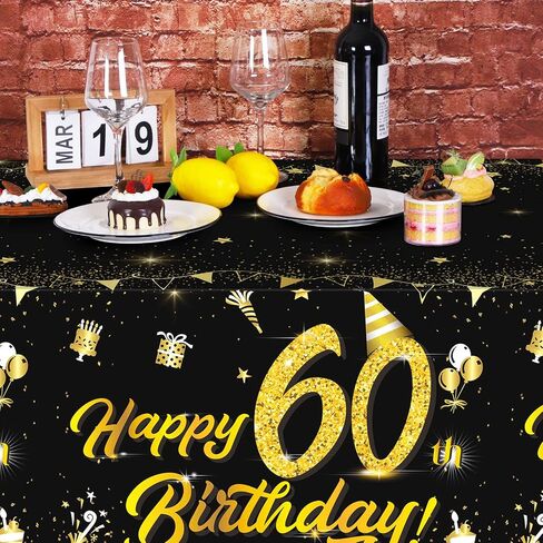 durony 2 Pack 18th Birthday Tablecloth Table Cover Plastic Black Gold Happy Tablecloth Waterproof Rectangular Table Cloth Cover for Indoor or Outdoor Parties Birthday in Saudi Arabia