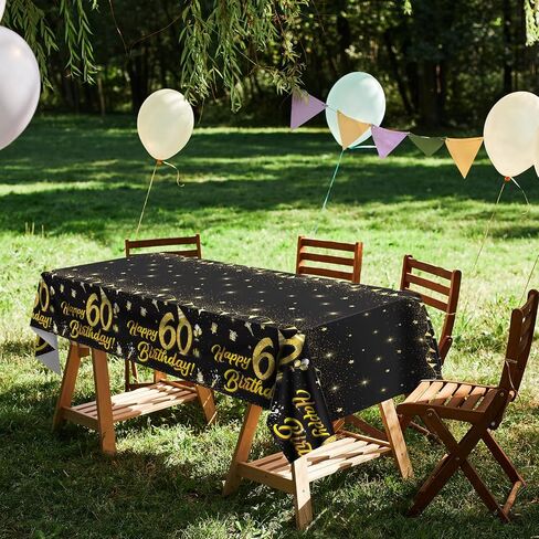 durony 2 Pack 18th Birthday Tablecloth Table Cover Plastic Black Gold Happy Tablecloth Waterproof Rectangular Table Cloth Cover for Indoor or Outdoor Parties Birthday in Saudi Arabia