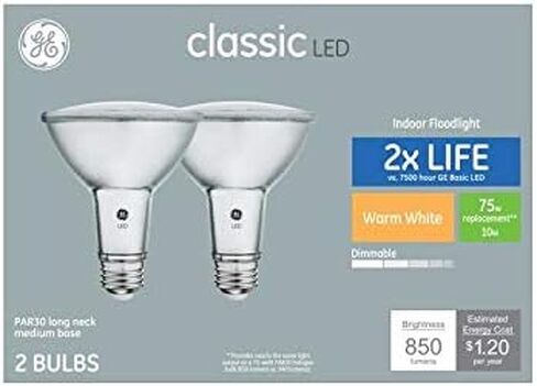 GE Classic 2-Pack 75 W Equivalent Dimmable Warm White Par30 Longneck 3000k LED Light Fixture Light Bulbs in Saudi Arabia