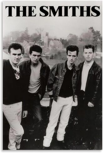 ملصق Fude The Smiths الكلاسيكي باللونين الأبيض والأسود من القماش 90s ملصقات جدارية لغرفة الفن والملصقات الجمالية 08 × 12 بوصة (20 × 30 سم) in Saudi Arabia