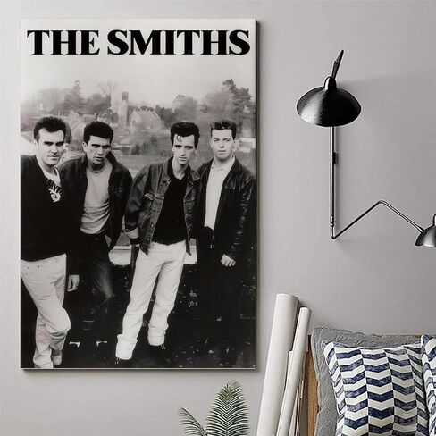 ملصق Fude The Smiths الكلاسيكي باللونين الأبيض والأسود من القماش 90s ملصقات جدارية لغرفة الفن والملصقات الجمالية 08 × 12 بوصة (20 × 30 سم) in Saudi Arabia
