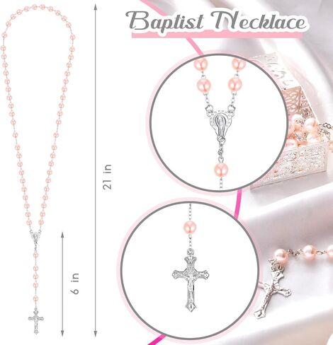 24 Set First Communion Rosary Bead Bulk Glass Catholic Rosary with Holy Box Gem Religious Glossy Gift Cross Rosary in Saudi Arabia