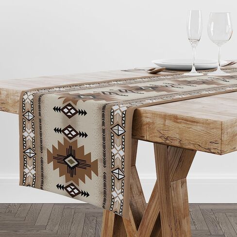 Tribal Table Runner,Aztec Retro Colorful Geometric Pattern Indigenous Style,Restaurant Kitchen Rectangular Tableclot,36X13inch in Saudi Arabia