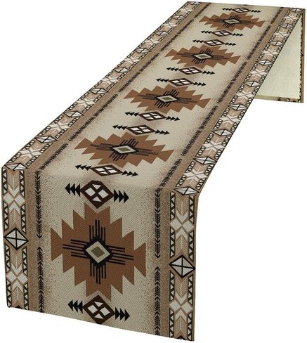 Tribal Table Runner,Aztec Retro Colorful Geometric Pattern Indigenous Style,Restaurant Kitchen Rectangular Tableclot,36X13inch in Saudi Arabia