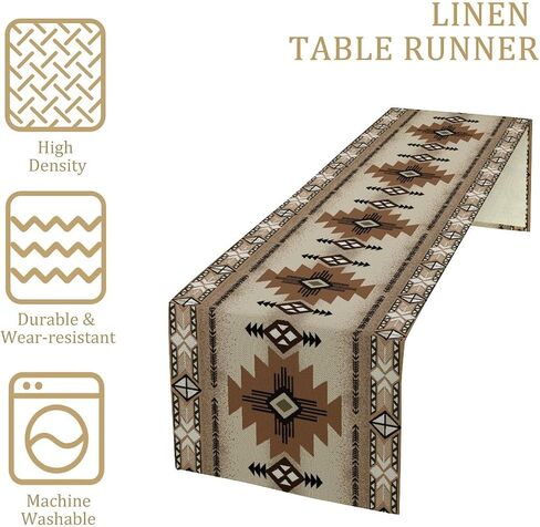 Tribal Table Runner,Aztec Retro Colorful Geometric Pattern Indigenous Style,Restaurant Kitchen Rectangular Tableclot,36X13inch in Saudi Arabia