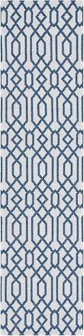 MARTHA STEWART x SAFAVIEH 2' x 8' Blue/Grey MSR421M Flatweave Cotton Entryway Foyer Living Room Bedroom Kitchen Runner Rug in Saudi Arabia