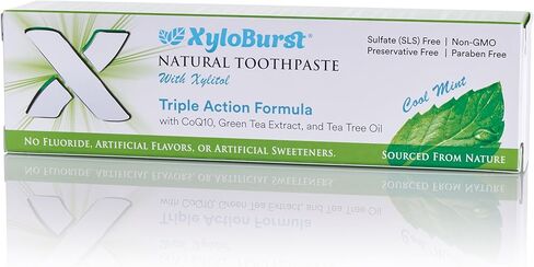 Xyloburst Natural Fluoride-Free Xylitol Premium Toothpaste with Xylitol and CoQ10 Cool Mint - SLS-Free, Paraben Free, Cruelty Free, 4 Ounce Tube Made in The USA (1 Tube) in Saudi Arabia