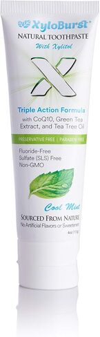 Xyloburst Natural Fluoride-Free Xylitol Premium Toothpaste with Xylitol and CoQ10 Cool Mint - SLS-Free, Paraben Free, Cruelty Free, 4 Ounce Tube Made in The USA (1 Tube) in Saudi Arabia