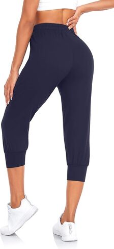FULLSOFT Capri Sweatpants for Women-Womens Joggers with Pockets High Waisted Lounge Pants for Yoga Workout Running(Navy Blue-Small(Capri)) in Kuwait