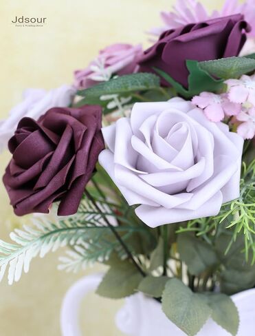 25pcs Artificial Flower，Real Looking Foam Roses w/Stem for DIY Wedding Bouquets Centerpieces Bridal Shower Party Decor-Shades of Navy Blue in Saudi Arabia