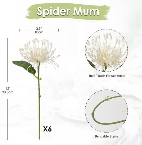 Briful 6PCS Artificial Chrysanthemum Fall Flowers 4'' Faux Pincushion Flower Large Spider Mums Autumn Flowers for Home Décor Centerpiece Wedding Bouquet (Burgundy) in Saudi Arabia