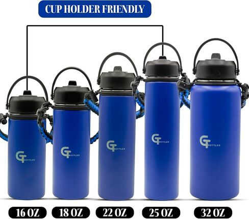 22oz Stainless Steel Vacuum Insulated Wide Mouth Water Bottle with 3 Lids and Paracord Handle for Hot & Cold Beverage (Pink, 22oz) in Saudi Arabia